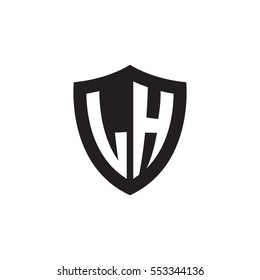 Initial letters LH shield shape black monogram logo