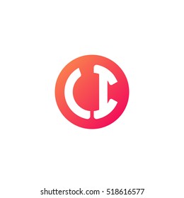 Initial letters LI circle shape red orange simple logo