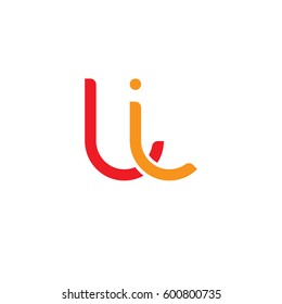 Initial letters li, round linked overlapping lowercase logo modern design red orange