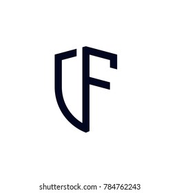 Initial letters line shield shape logo