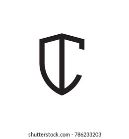 Initial letters line shield shape logo