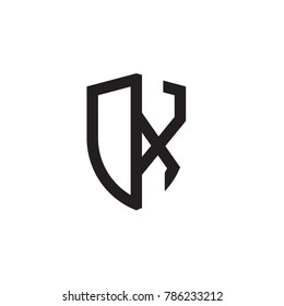 Initial letters line shield shape logo