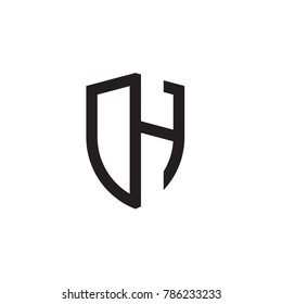 Initial letters line shield shape logo