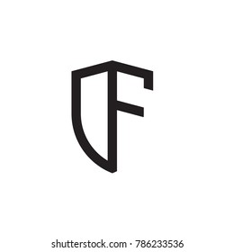 Initial letters line shield shape logo