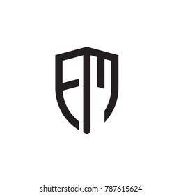 Initial letters line shield shape logo