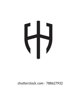 Initial letters line shield shape logo