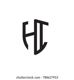 Initial letters line shield shape logo