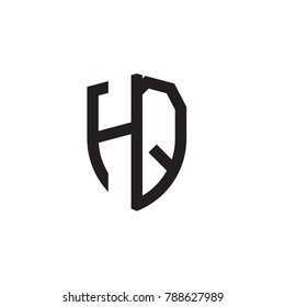 Initial letters line shield shape logo