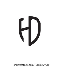 Initial letters line shield shape logo