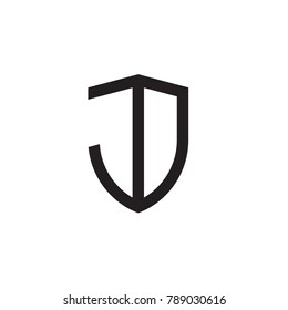 Initial letters line shield shape logo