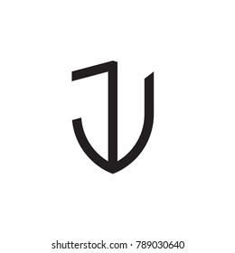 Initial letters line shield shape logo