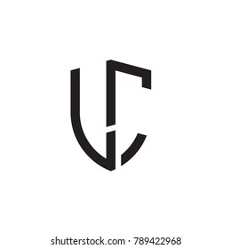 Initial letters line shield shape logo