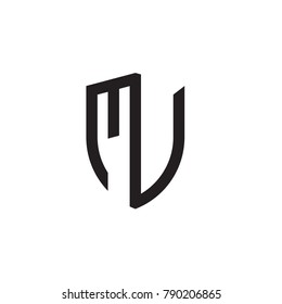 Initial letters line shield shape logo