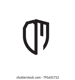 Initial letters line shield shape logo