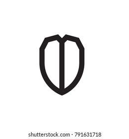 Initial letters line shield shape logo