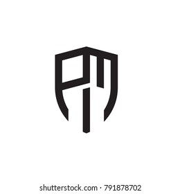 Initial letters line shield shape logo