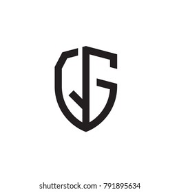 Initial letters line shield shape logo