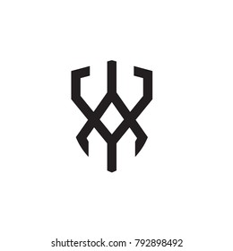 Initial letters line shield shape logo