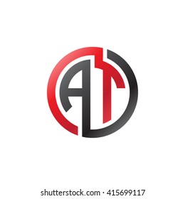 AT initial letters linked circle company logo red black