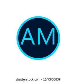 AM initial letters linked circle elegant logo White background