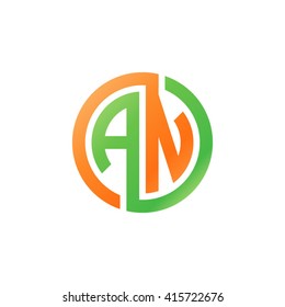 AN initial letters linked circle logo orange green