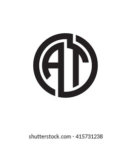 AT initial letters linked circle monogram logo