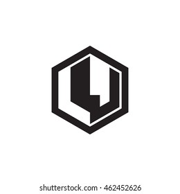 Initial letters LJ negative space hexagon shape monogram logo