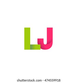 Initial letters LJ overlapping fold logo green magenta