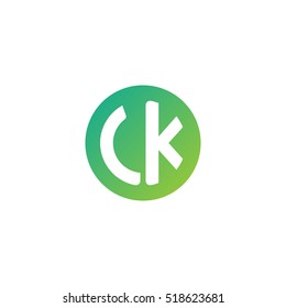 Initial letters LK circle shape green simple logo