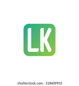 Initial letters LK rounded square shape green simple logo