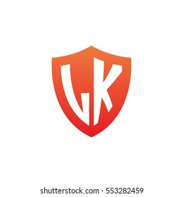 Initial letters LK shield shape red simple logo