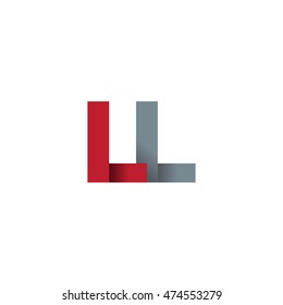 Initial letters LL overlapping fold logo red gray