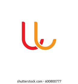 Initial letters ll, round linked overlapping lowercase logo modern design red orange