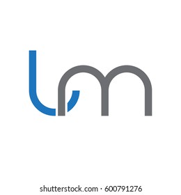 Initial letters lm, round linked overlapping lowercase logo modern design blue gray