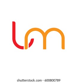 Initial letters lm, round linked overlapping lowercase logo modern design red orange