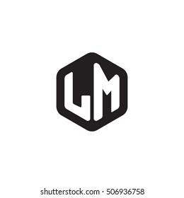 Initial letters LM rounded hexagon shape monogram black simple modern logo