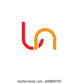 Initial letters ln, round linked overlapping lowercase logo modern design red orange