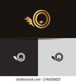 Initial Letters LO logo vector. Business logo monogram two overlap letters inside circle isolated on black background.