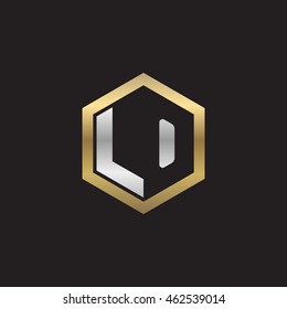 Initial letters LO negative space hexagon shape logo silver gold
