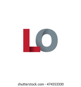 Initial letters LO overlapping fold logo red gray