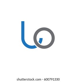 Initial letters lo, round linked overlapping lowercase logo modern design blue gray