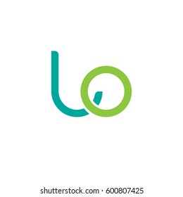 Initial letters lo, round linked overlapping lowercase logo modern design modern green