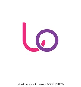 Initial letters lo, round linked overlapping lowercase logo modern design pink purple