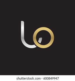Initial letters lo, round linked overlapping lowercase logo modern design silver gold