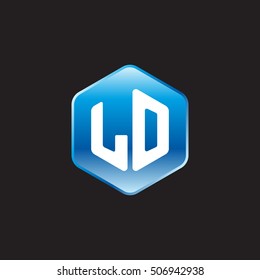 Initial letters LO rounded hexagon shape blue modern logo
