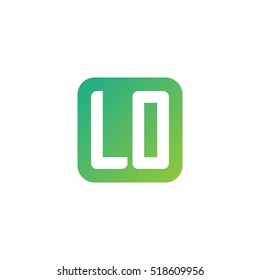 Initial letters LO rounded square shape green simple logo