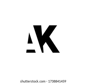 Letras iniciales Logotipo de espacio negro positivo/negativo AK