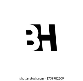 Letras iniciales Logotipo de espacio negro positivo/negativo BH