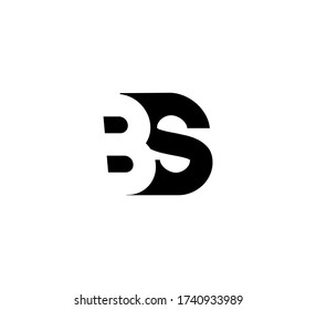 Letras iniciales Logotipo de espacio negro positivo/negativo BS