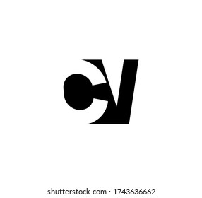 Letras iniciales Logotipo de espacio negro positivo/negativo CV